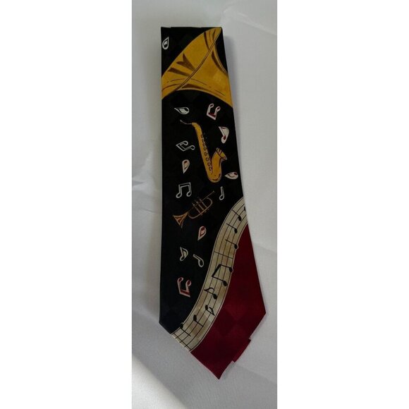 A. Rogers Mens Neck Tie Musical Instruments & Notes Design Jazz Music - Picture 1 of 5